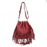 Leather bucket bag with fringes
