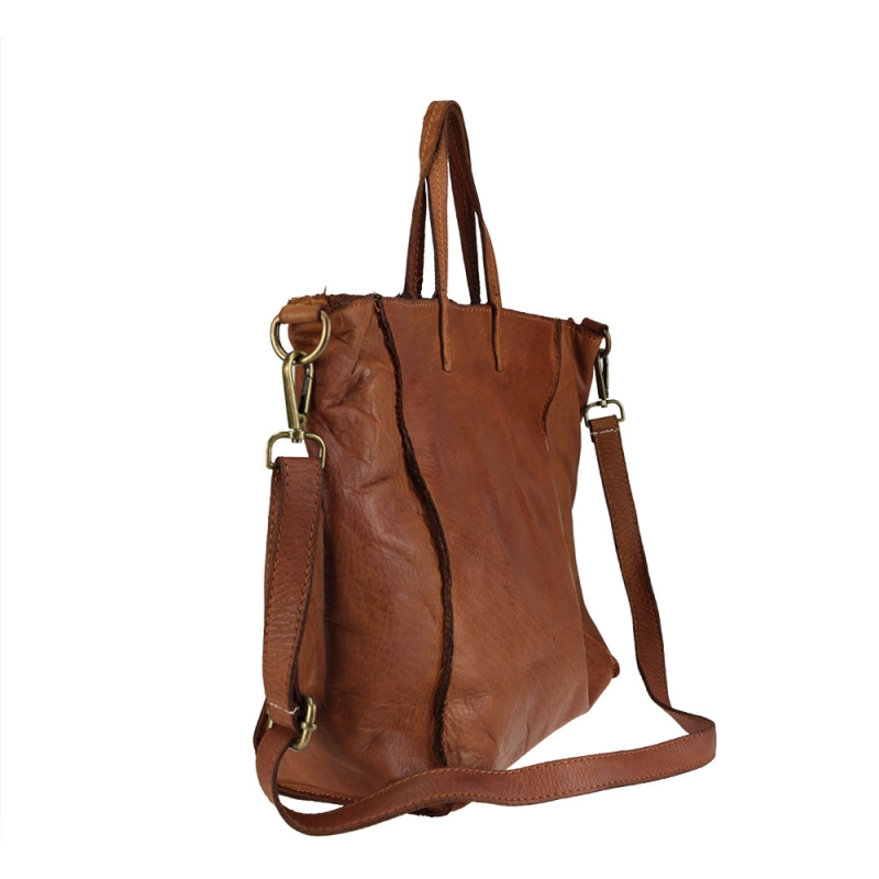 Aged effect leather bag