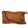 Leather clutch bag with handle and removable shoulder strap