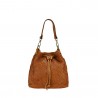 Bucket bag in woven leather with wire closure