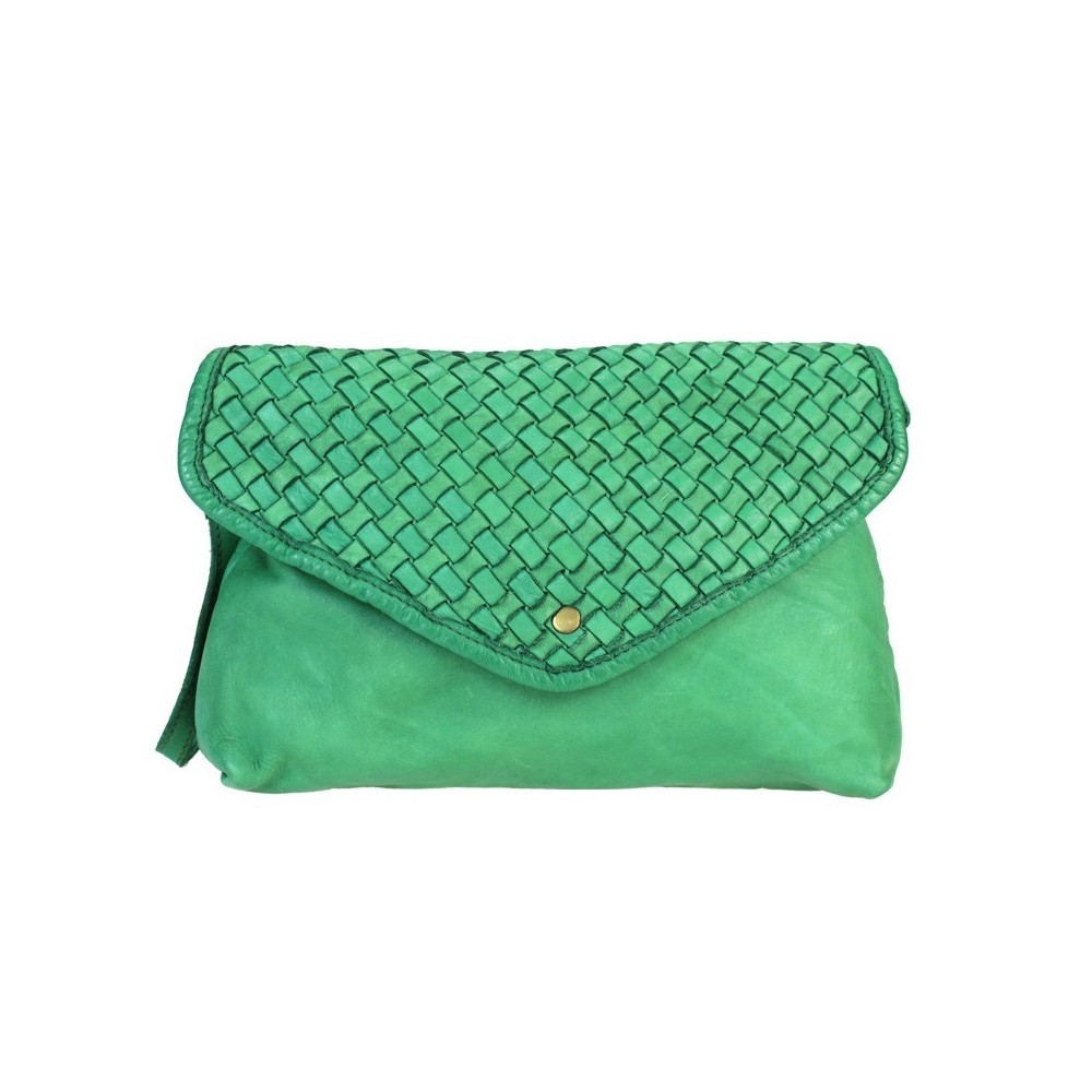 Clutch bag with braided leather