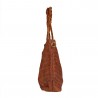 Shoulder bag in woven leather with decorative ring