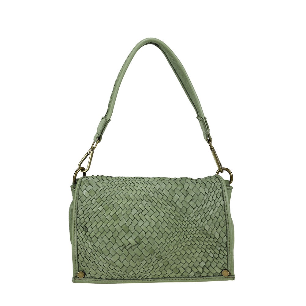 Cross body in woven leather with removable handle