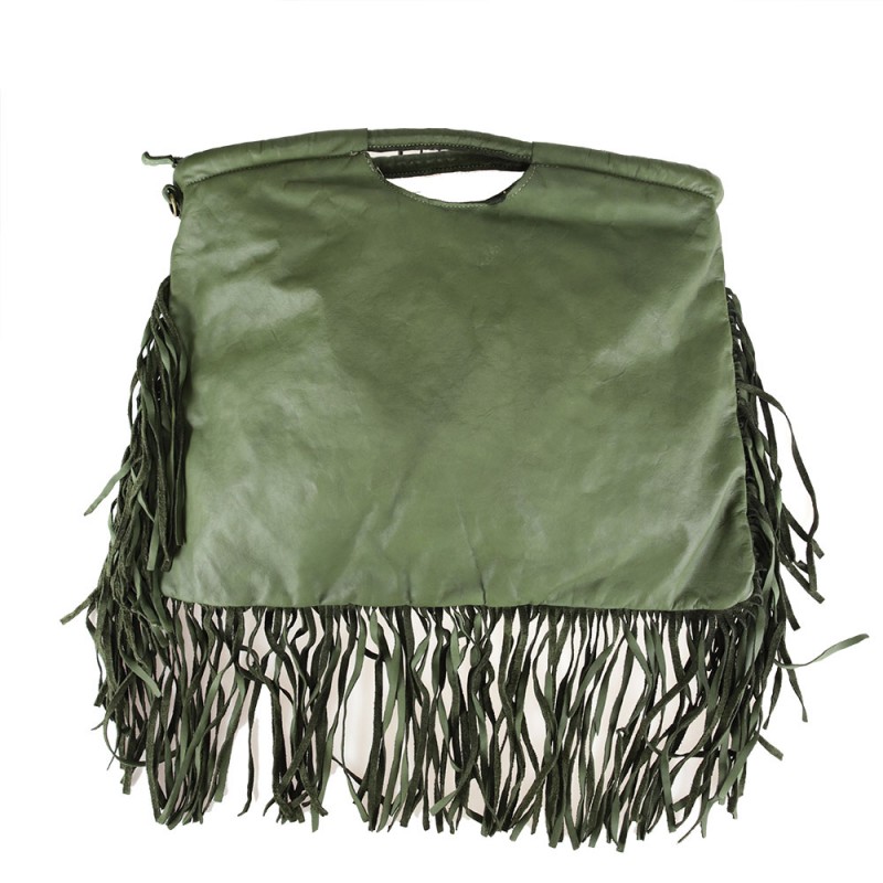 Vintage leather handbag with fringes