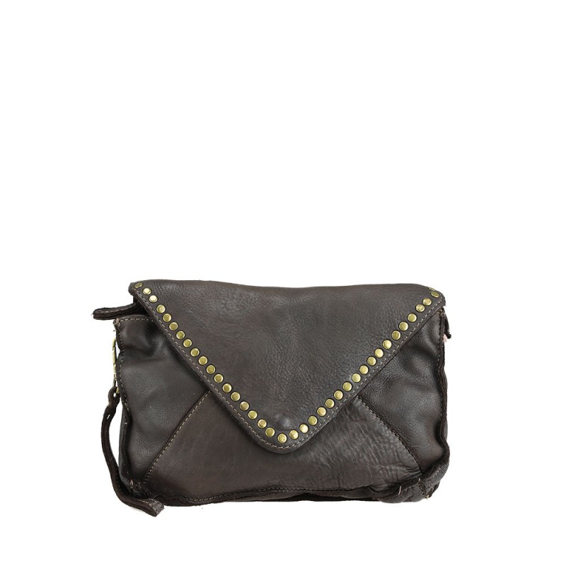 Leather pochette with...