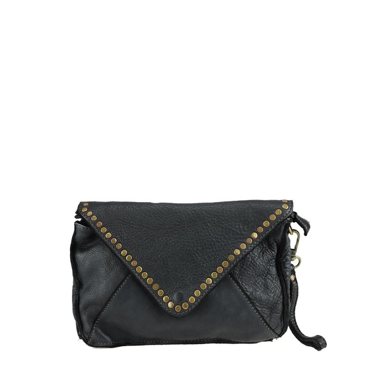 Leather pochette with...