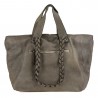 Leather bag in woven leather with double size handles