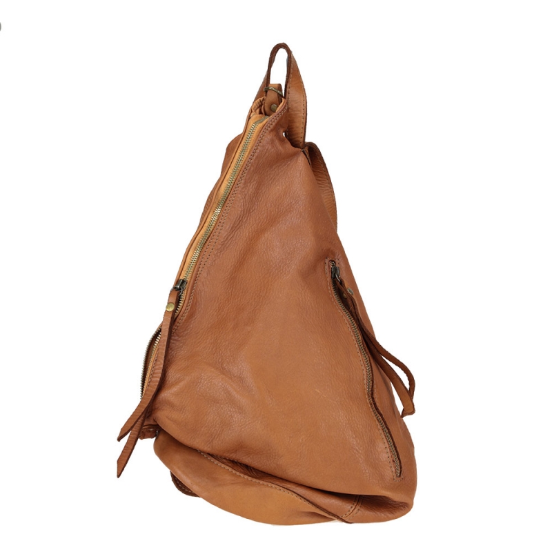 Smooth leather backpack with shaded effect