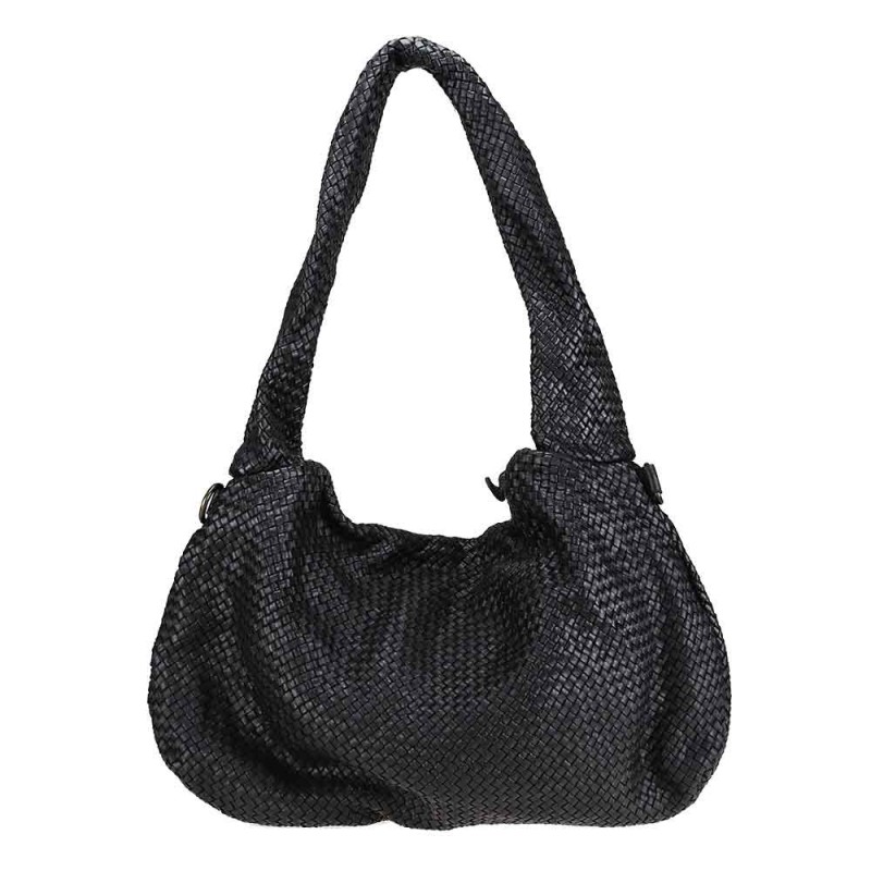 Leather bag  braided leather vintage effect