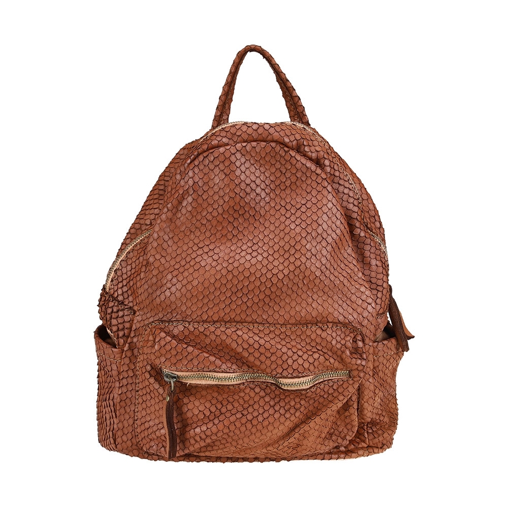 Vintage backpack in scale-effect leather