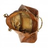 Handtasche aus vorne geflochtenem Leder mit Bambusgriff