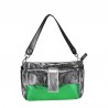 Bag in laminated leather with handle and shoulder strap