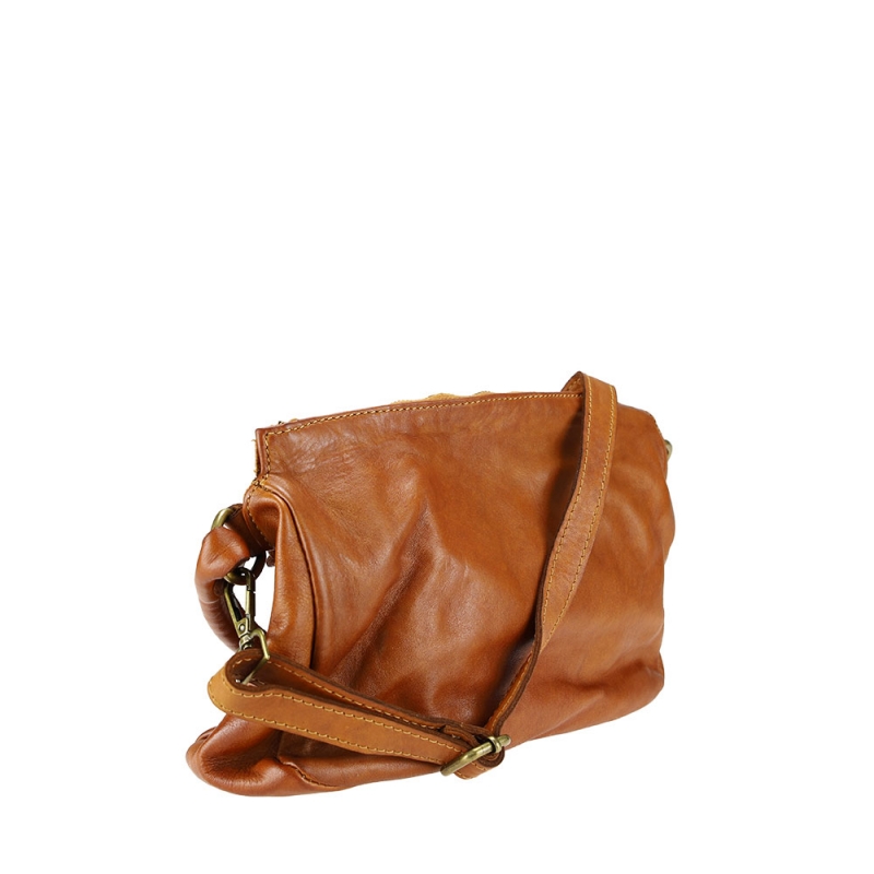 Leather shoulder bag with single handle