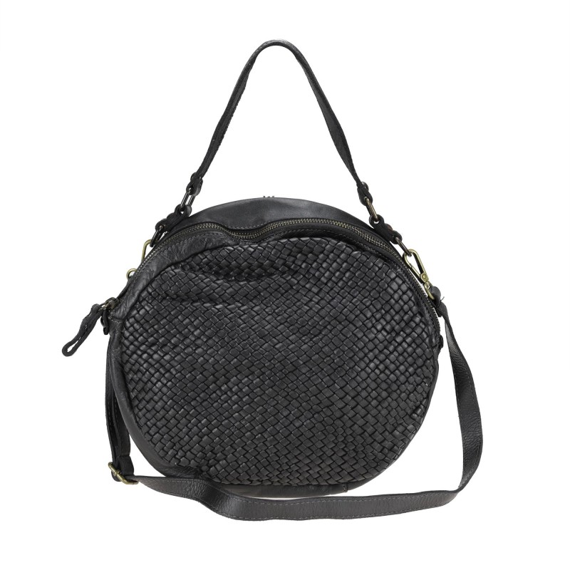 Woven round handbag with...