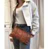 Leather clutch bag with handle and removable shoulder strap
