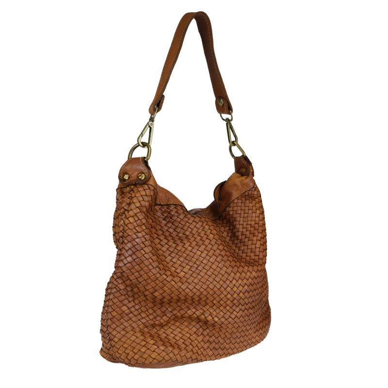 Little Leather bag  braided leather vintage effect