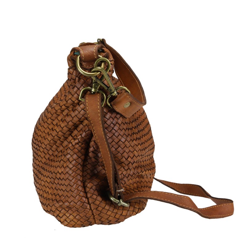Little Leather bag  braided leather vintage effect