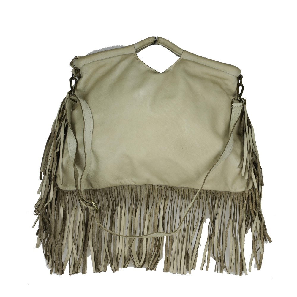 Vintage leather handbag with fringes