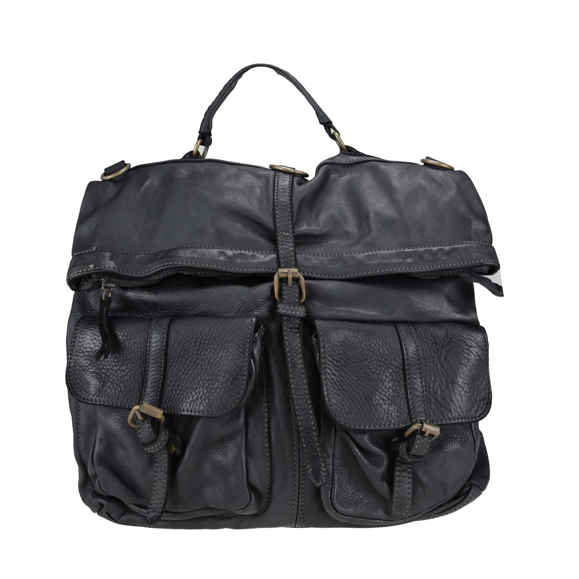 Briefcase convertible into backpack in soft leather