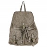 Braided leather backpack with front pockets