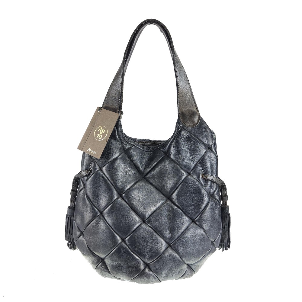Hand-buffered quilted leather bag