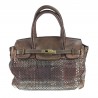 Woven leather bag with shoulder strap