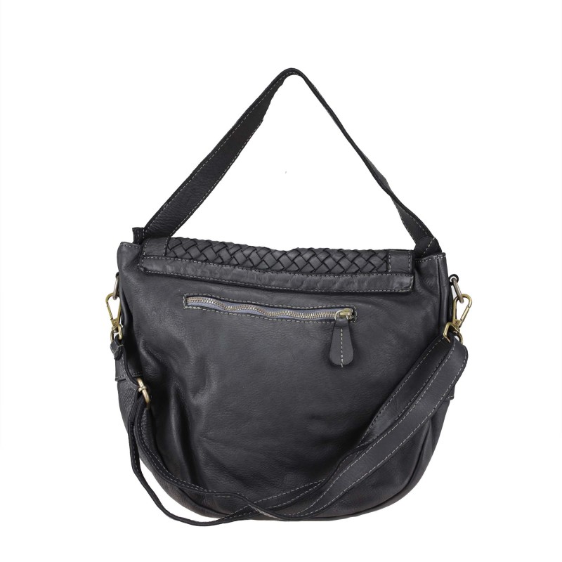 Leather shoulder bag with adjustable shoulder strap