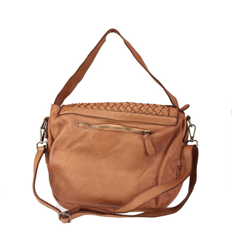 Leather shoulder bag with adjustable shoulder strap