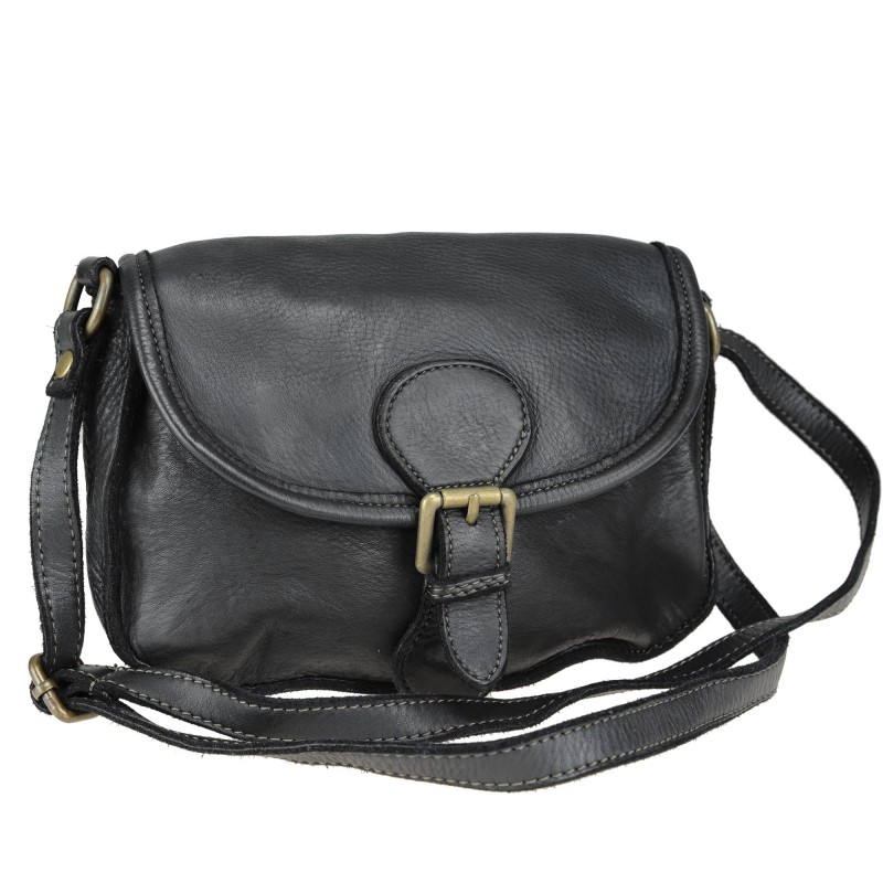 Black cross-body leather bag
