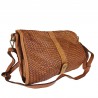 Cross-body bag in vintage-effect woven leather