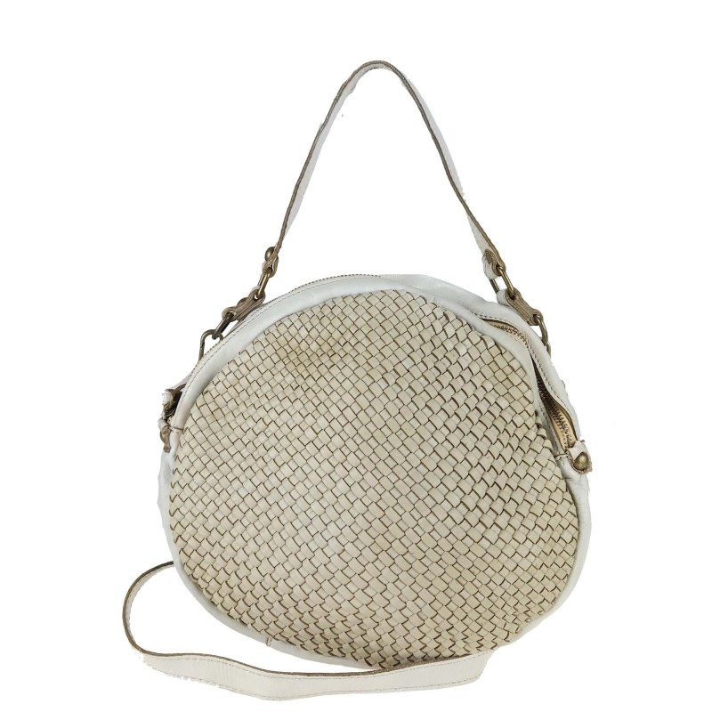 Woven round handbag with...