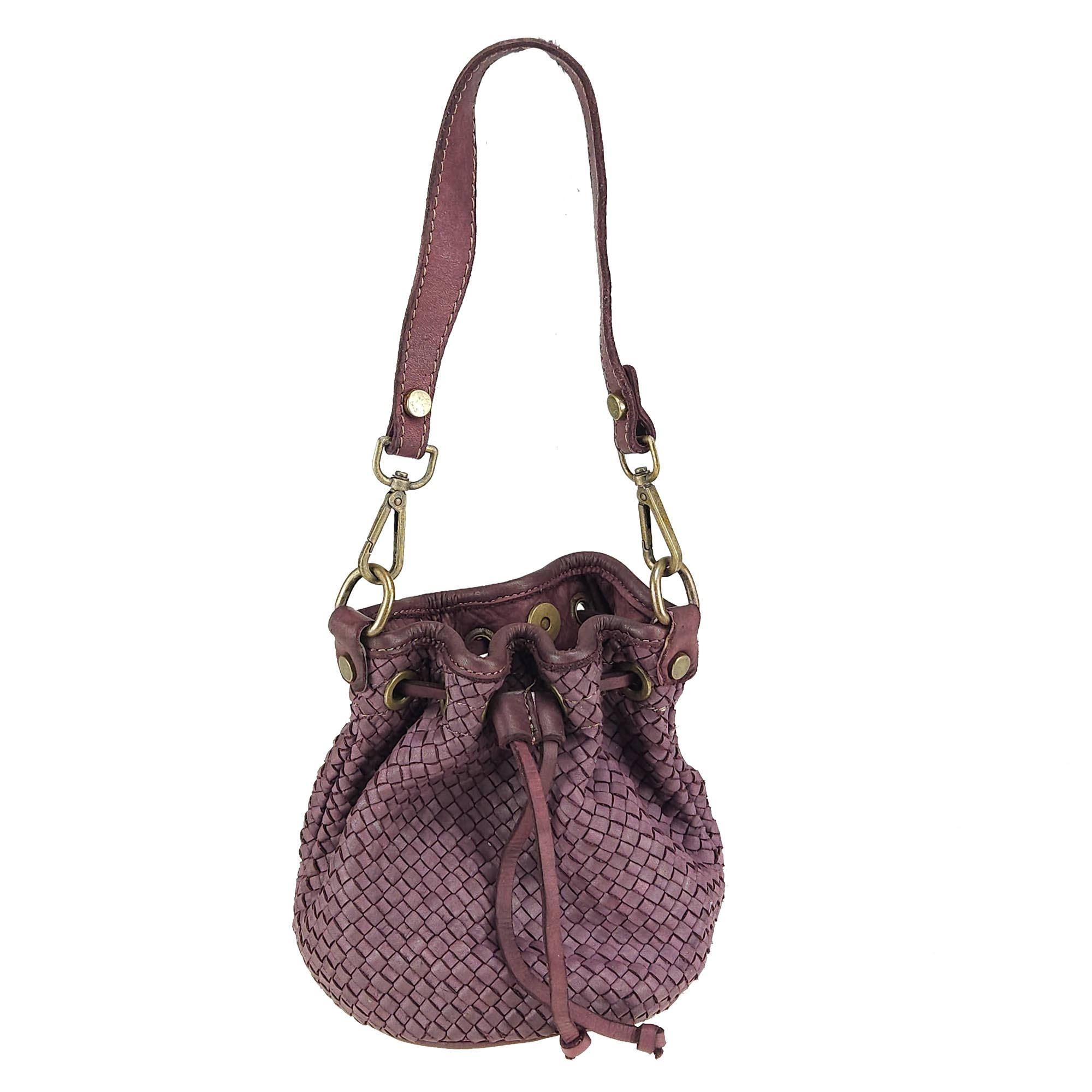 Small cross-body bag in woven leather