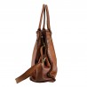 Vintage effect leather bag with adjustable shoulder strap