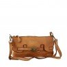 Leather cross-body bag with front buckle decoration