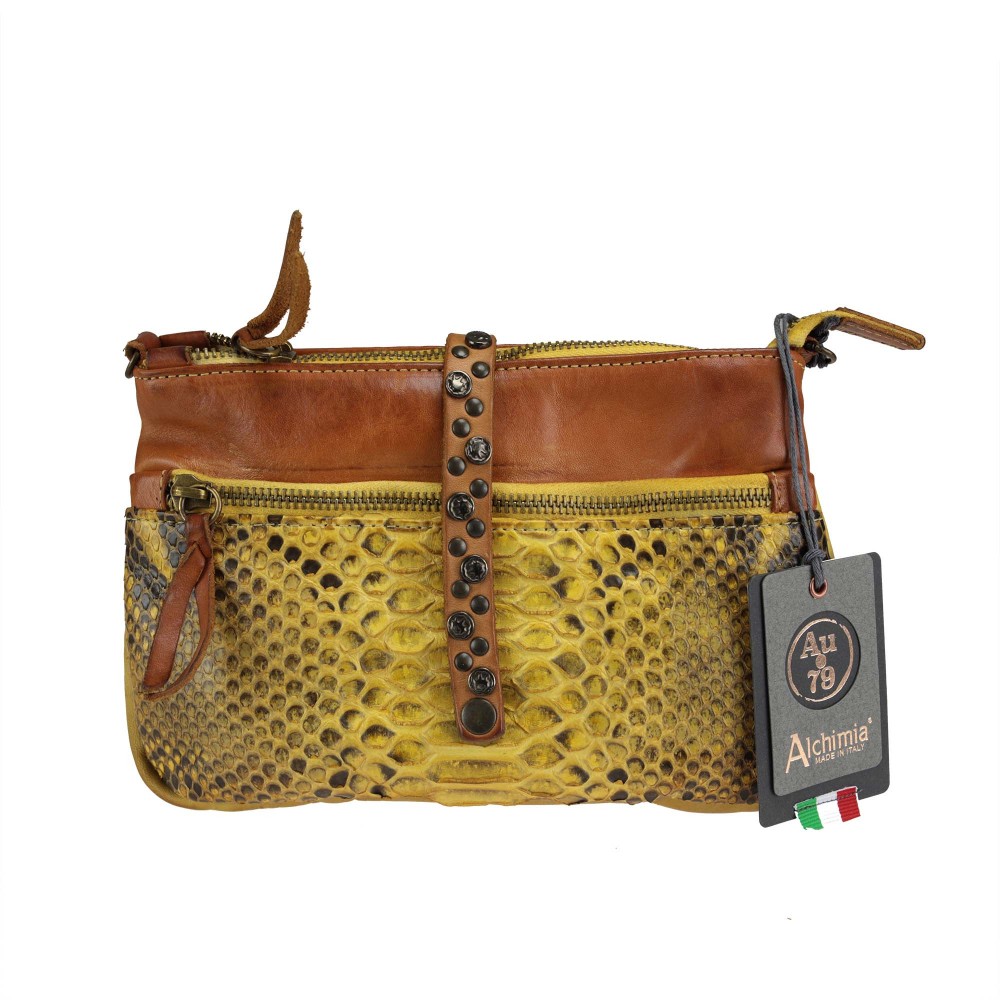 Leather cross-body bag with shoulder strap