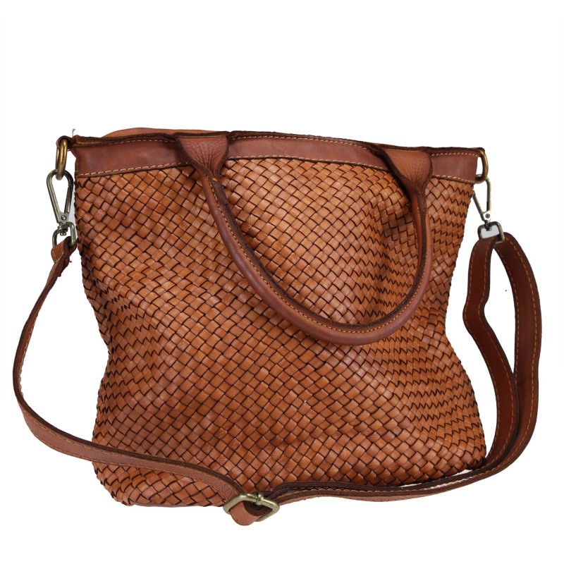 Handtasche aus geflochtenem Leder mit abnehmbarem Schulterriemen