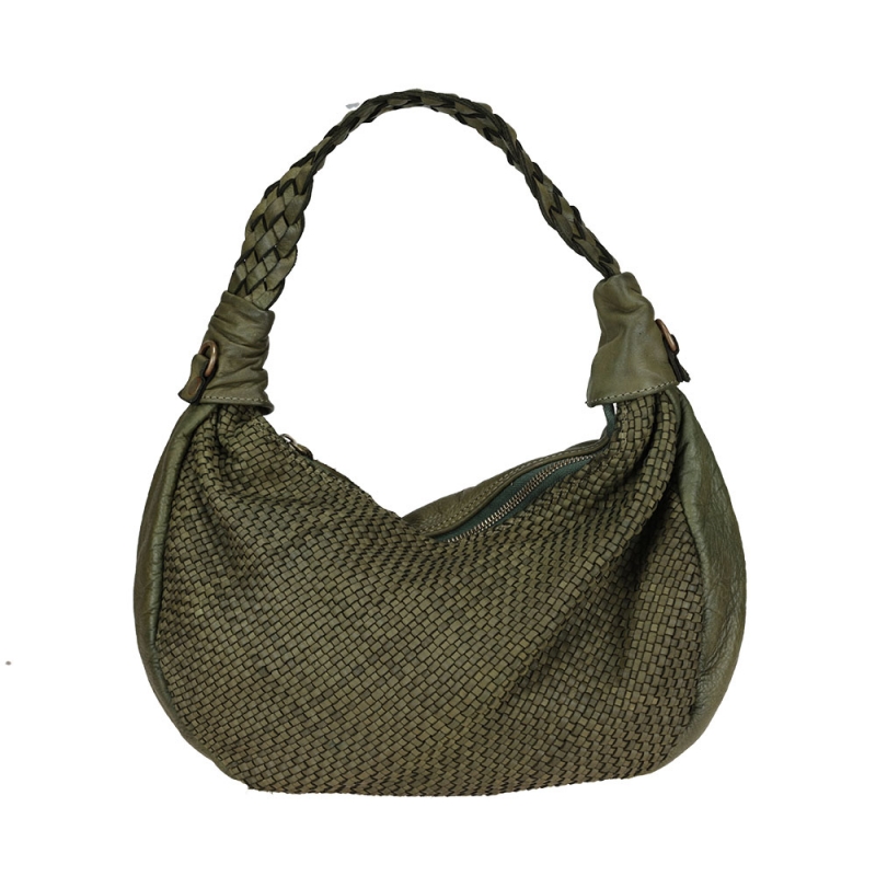 Braided leather bag with...