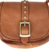 Leather shoulder bag with decorative buckle