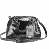 Semi-gloss leather bowling bag with shoulder strap