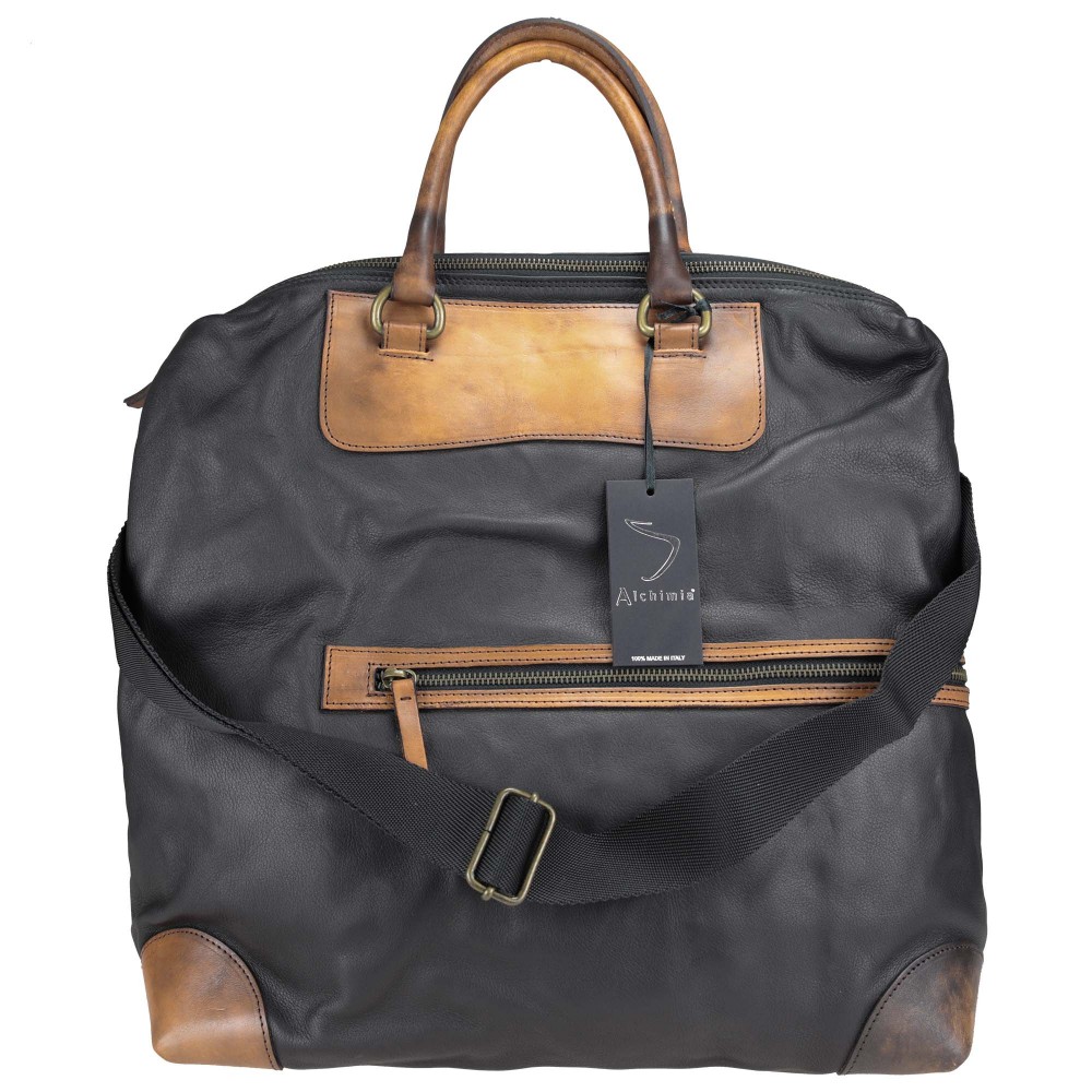 Large leather handbag with shoulder strap