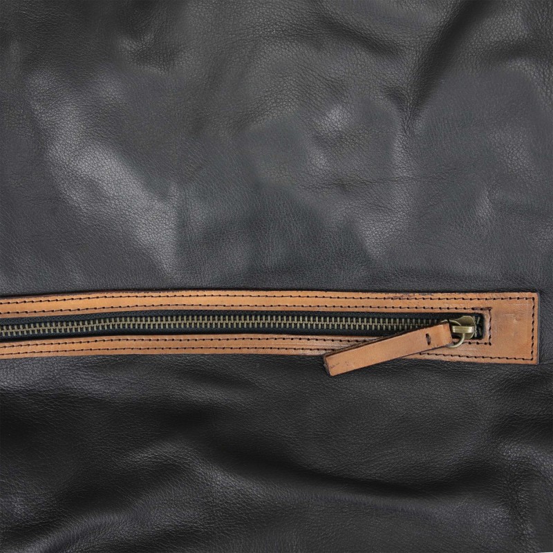 Large leather handbag with shoulder strap