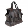 Soft leather handbag with buckle decoration
