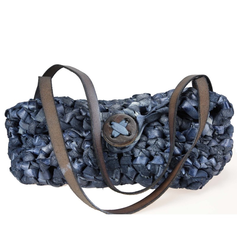 Small shoulder bag with knitted leather