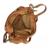 Braided leather handbag with plaited handles