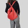 Leather shoulder bag convertible into backpack