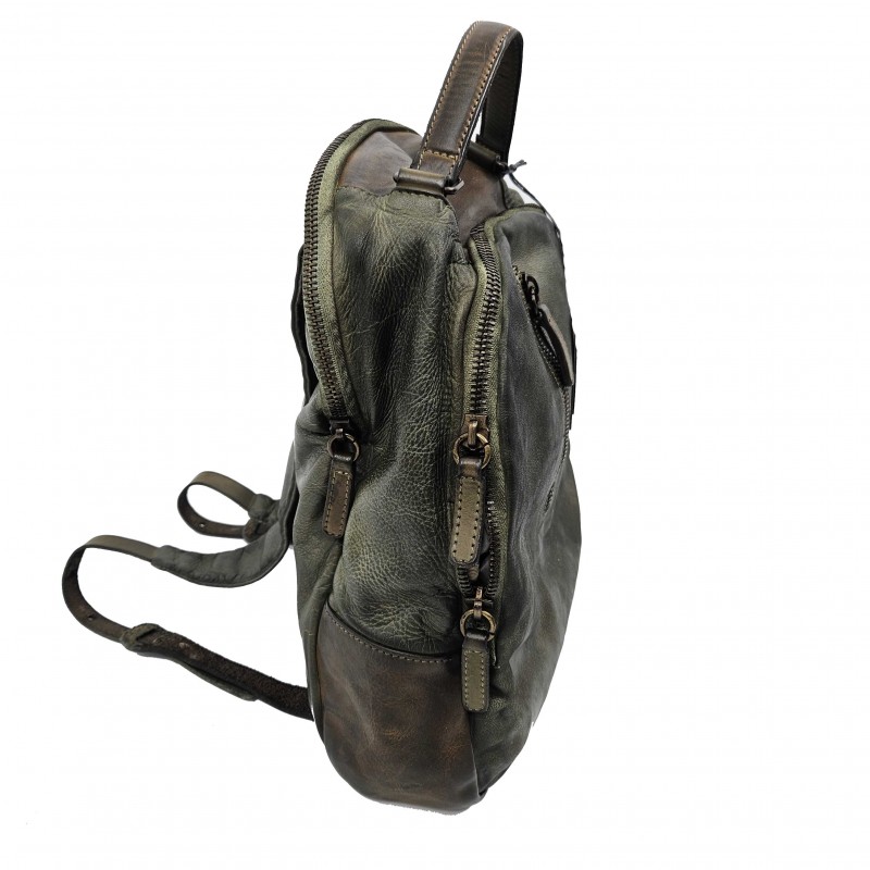 Unisex backpack in soft hand-buffered leather