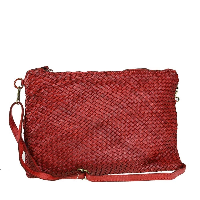 Thin woven leather vintage clutch bag
