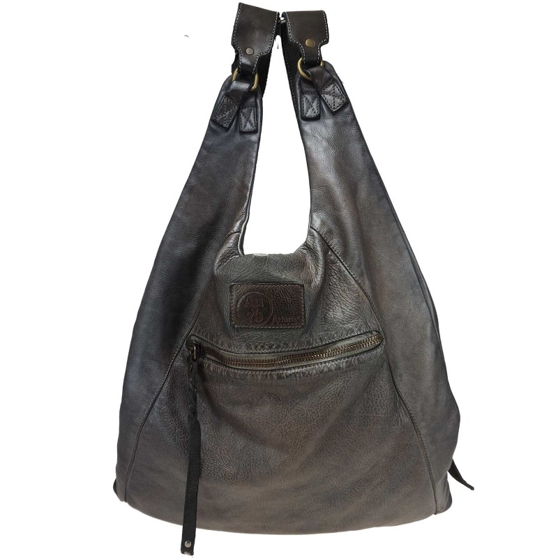 Leather backpack with...
