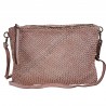 Woven leather clutch bag with shoulder strap