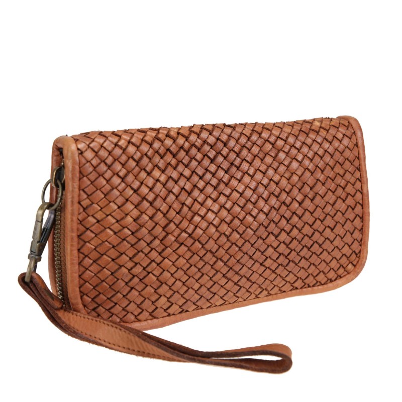 Woven leather wallet with...